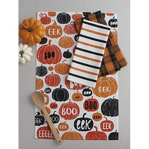  DII Pumpkin Boo (Set of 3) Halloween Dishtowel Set, 3 Piece