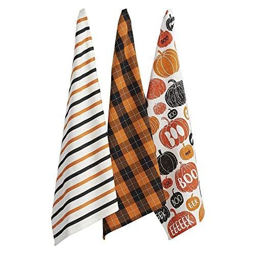  DII Pumpkin Boo (Set of 3) Halloween Dishtowel Set, 3 Piece