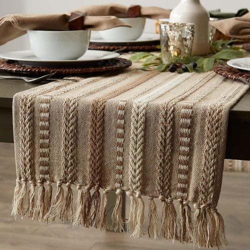  DII Braided Cotton Table Runner Perfect for Spring, Fall Holidays, Parties and Everyday Use, 15x72, Stone Taupe