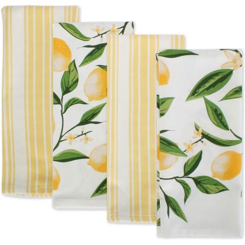  DII Lemon Bliss Kitchen Collection, Assorted Dishtowel Set, 4 Piece