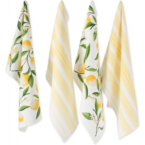  DII Lemon Bliss Kitchen Collection, Assorted Dishtowel Set, 4 Piece