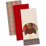 DII Cotton Thanksgiving Holiday Dish Towels, 18x28 Set of 3, Decorative Oversized Embroidered Kitchen Towels, Perfect Home and Kitchen Gift-Turkey