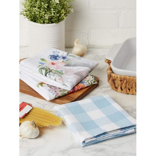  DII Flower Garden Kitchen Textiles, Dishtowel S/3, Floral Bunnies 3 Piece