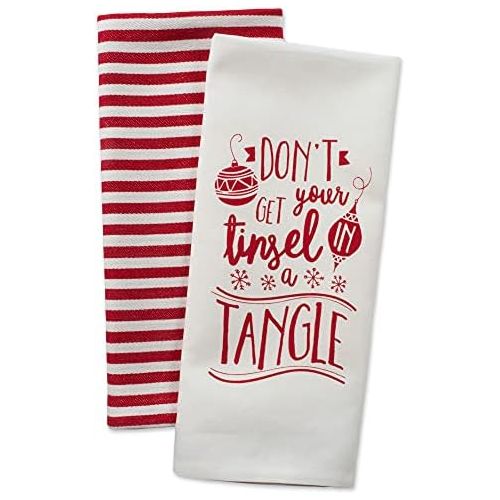  DII 100% Cotton 18x28 Christmas Holiday Dish Towels Set of 2-Tinsel in a Tangle