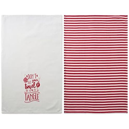  DII 100% Cotton 18x28 Christmas Holiday Dish Towels Set of 2-Tinsel in a Tangle