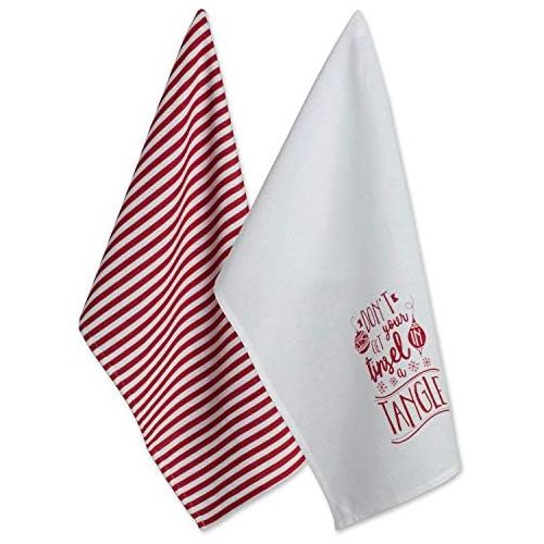  DII 100% Cotton 18x28 Christmas Holiday Dish Towels Set of 2-Tinsel in a Tangle