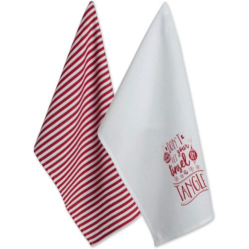  DII 100% Cotton 18x28 Christmas Holiday Dish Towels Set of 2-Tinsel in a Tangle