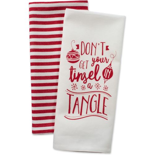  DII 100% Cotton 18x28 Christmas Holiday Dish Towels Set of 2-Tinsel in a Tangle