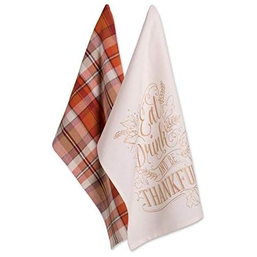  DII Oversized Cotton Fall & Thanksgiving Dishtowel Set, Set of 2, Be Thankful Plaid