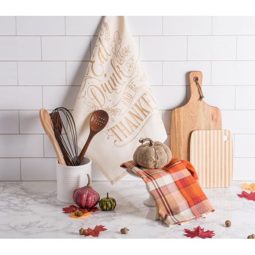  DII Oversized Cotton Fall & Thanksgiving Dishtowel Set, Set of 2, Be Thankful Plaid