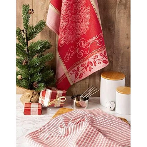  DII Cotton Christmas Holiday Decorative Dish Towels, 18x28, Set of 2-Merry XMAS Vintage