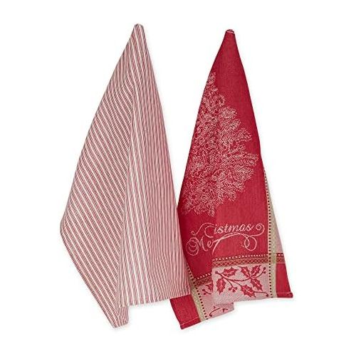  DII Cotton Christmas Holiday Decorative Dish Towels, 18x28, Set of 2-Merry XMAS Vintage