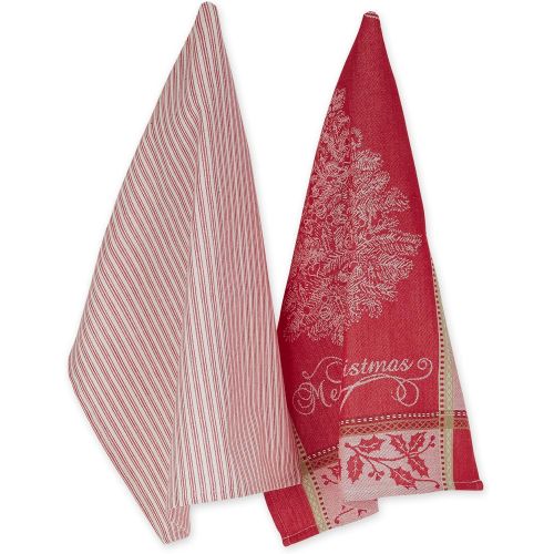  DII Cotton Christmas Holiday Decorative Dish Towels, 18x28, Set of 2-Merry XMAS Vintage