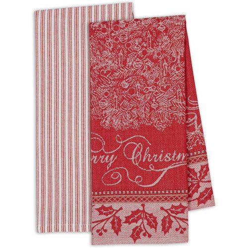  DII Cotton Christmas Holiday Decorative Dish Towels, 18x28, Set of 2-Merry XMAS Vintage