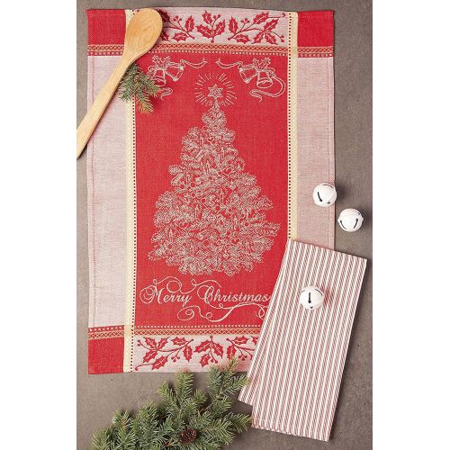  DII Cotton Christmas Holiday Decorative Dish Towels, 18x28, Set of 2-Merry XMAS Vintage