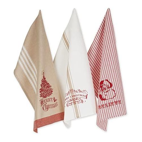  DII Vintage Collection Dishtowel, Set of 3, Merry Christmas, 3 Piece