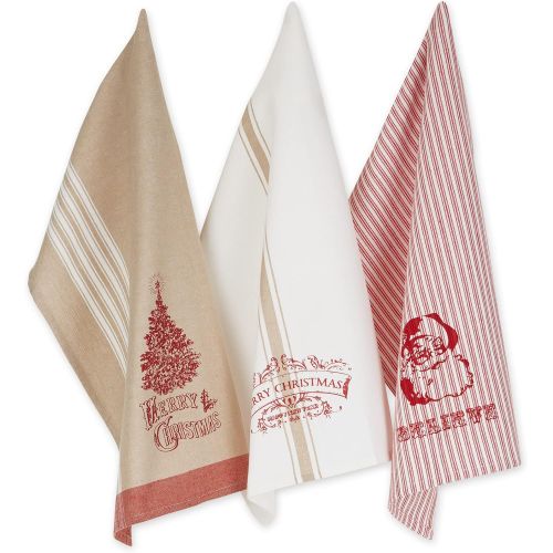  DII Vintage Collection Dishtowel, Set of 3, Merry Christmas, 3 Piece