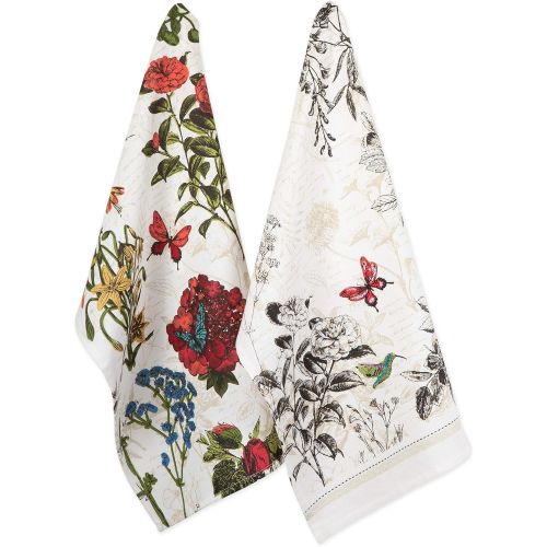  DII Print Kitchen Textiles, Dishtowel S/2, Botanical Blooms 2 Piece