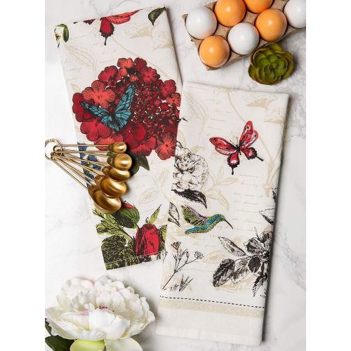  DII Print Kitchen Textiles, Dishtowel S/2, Botanical Blooms 2 Piece