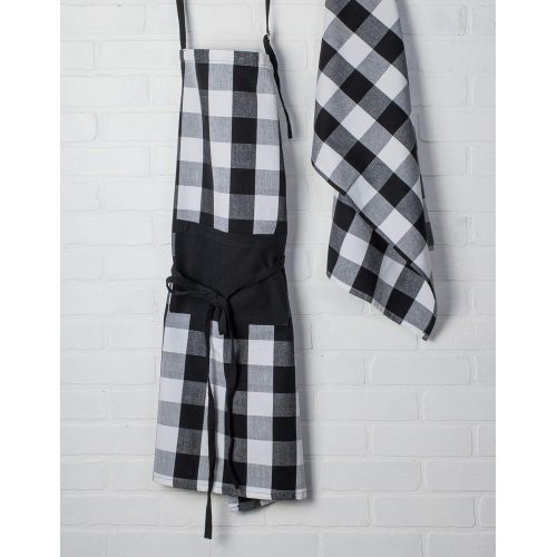  DII Cotton Buffalo Check Plaid Dish Towels, (20x30, Set of 3) Monogrammable Oversized Kitchen Towels for Drying, Cleaning, Cooking, & Baking - Black & White