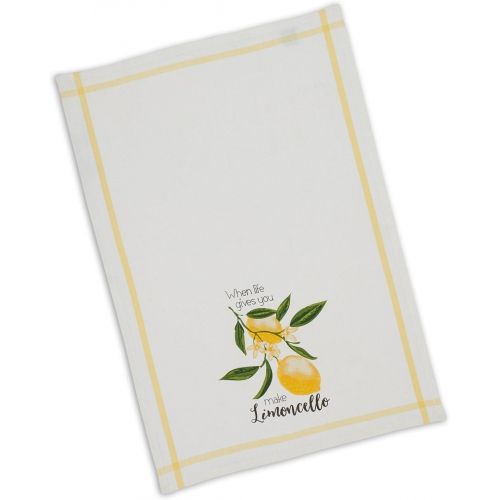  Design Imports DII Set of 2 Lemon Themed Dishtowels with Petite Stripe