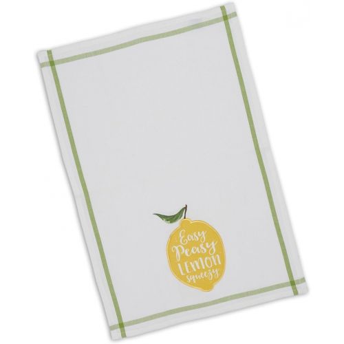  Design Imports DII Set of 2 Lemon Themed Dishtowels with Petite Stripe