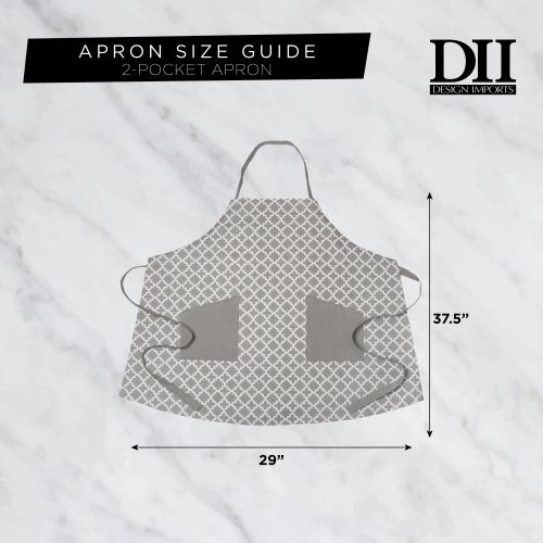  DII Cotton Adjusatble Women Kitchen Apron with Pockets and Extra Long Ties, 37.5 x 29, Cute Apron for Cooking, Baking, Gardening, Crafting, BBQ-Lattice Gray: Kitchen & Dining