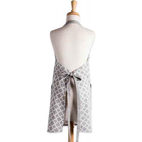  DII Cotton Adjusatble Women Kitchen Apron with Pockets and Extra Long Ties, 37.5 x 29, Cute Apron for Cooking, Baking, Gardening, Crafting, BBQ-Lattice Gray: Kitchen & Dining