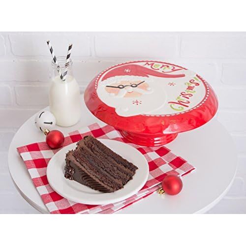  DII Winter Season Dishware Holiday Baking, 11.2 x 4.5, Santa Cake Stand