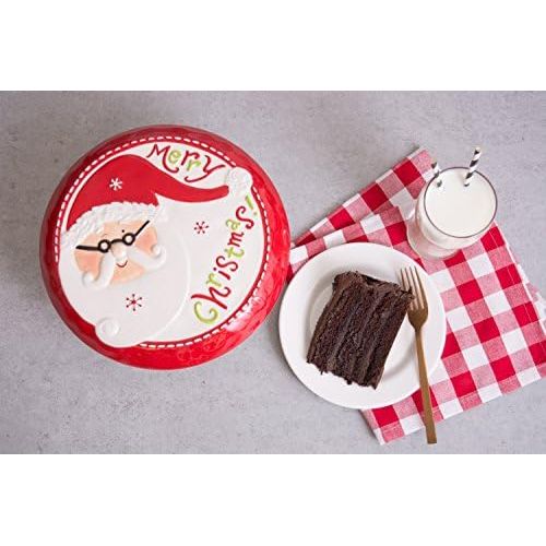  DII Winter Season Dishware Holiday Baking, 11.2 x 4.5, Santa Cake Stand