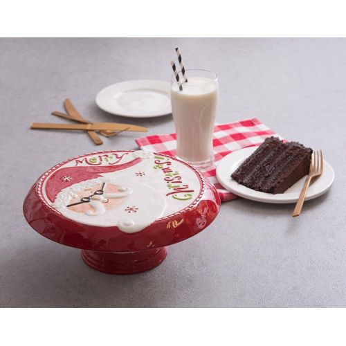  DII Winter Season Dishware Holiday Baking, 11.2 x 4.5, Santa Cake Stand