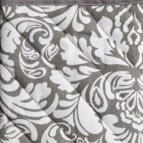  DII Cotton Damask Oven Mitt 12 x 6.5 and Pot Holder 8.5 x 8 Kitchen Gift Set, Machine Washable and Heat Resistant for Cooking and Baking-Gray: Kitchen & Dining