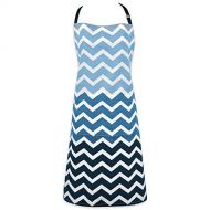 DII CAMZ34571 Cotton Ombre Chevron Women Kitchen Apron with Pocket and Extra Long Ties, 33 x 28, Cute Fashion Apron for Cooking, Baking, Gardening, Crafting, BBQ-Nautical Blue: Kit
