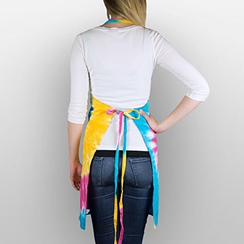  DII Cotton Adjustable Tie Dye Kitchen Chef Apron with Pocket and Extra Long Ties, 32 x 28, Men and Women Apron for Cooking, Baking, Crafting, Gardening, BBQ-Rainbow: Kitchen & Dini