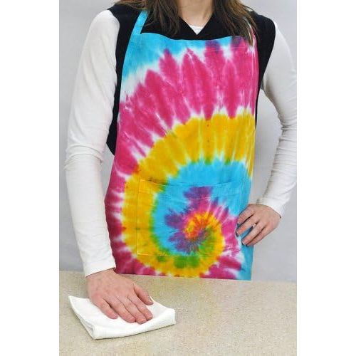  DII Cotton Adjustable Tie Dye Kitchen Chef Apron with Pocket and Extra Long Ties, 32 x 28, Men and Women Apron for Cooking, Baking, Crafting, Gardening, BBQ-Rainbow: Kitchen & Dini