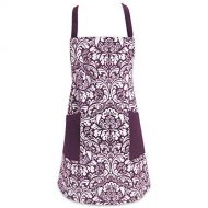 DII Cotton Adjusatble Women Kitchen Apron with Pockets and Extra Long Ties, 37.5 x 29, Cute Apron for Cooking, Baking, Gardening, Crafting, BBQ-Damask Eggplant: Kitchen & Dining