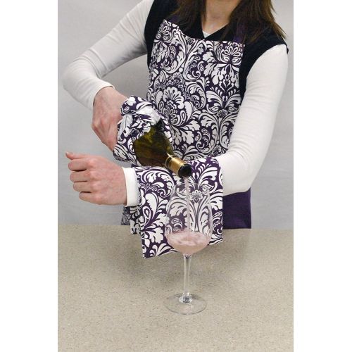  DII Cotton Adjusatble Women Kitchen Apron with Pockets and Extra Long Ties, 37.5 x 29, Cute Apron for Cooking, Baking, Gardening, Crafting, BBQ-Damask Eggplant: Kitchen & Dining