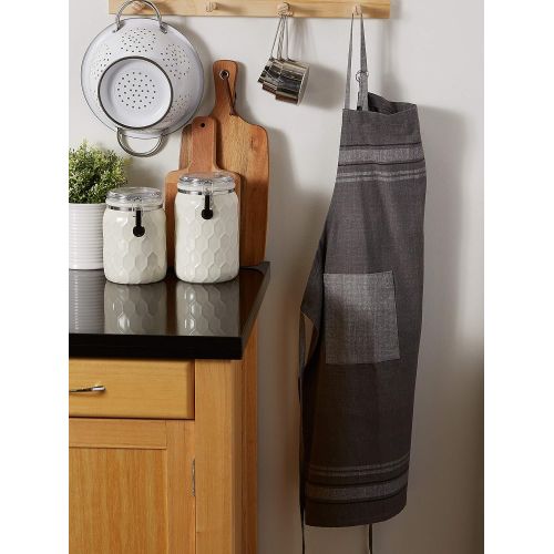  DII CAMZ36490 Cotton French Stripe Kitchen Chef Apron with pocket and Extra-Long Ties, 33 x 28 French Country Farmhouse Men & Women Apron for Cooking, Baking, BBQ-Chambray Gray: Ki