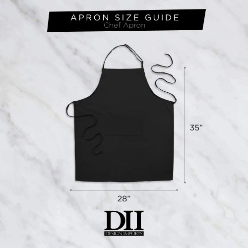  DII Adjustable Neck & Waist Ties with Front Pocket, 32x38 Apron Chino Chef Collection, Plus Size, Black: Kitchen & Dining