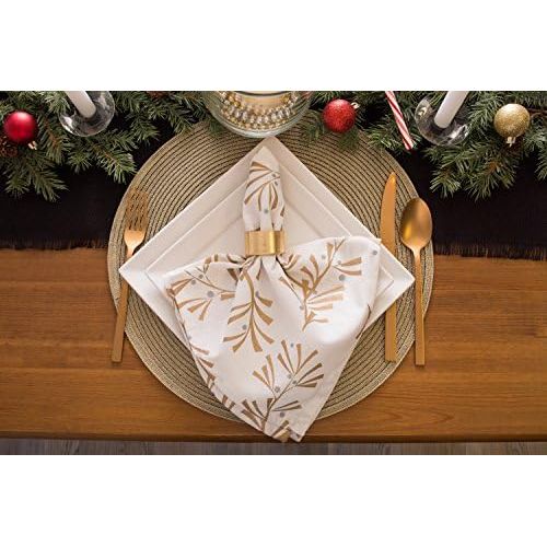  [아마존베스트]DII CAMZ37627 Round Woven PP PLACEMAT Set/4, Champagne Gold 4 Count