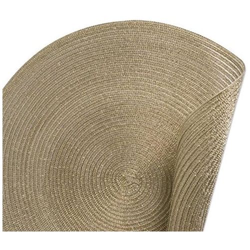  [아마존베스트]DII CAMZ37627 Round Woven PP PLACEMAT Set/4, Champagne Gold 4 Count