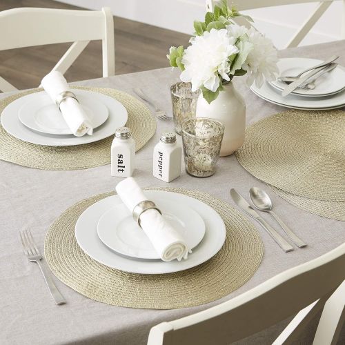  [아마존베스트]DII CAMZ37627 Round Woven PP PLACEMAT Set/4, Champagne Gold 4 Count