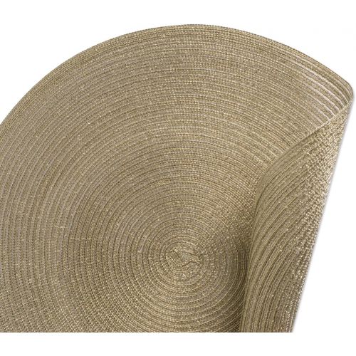  [아마존베스트]DII CAMZ37627 Round Woven PP PLACEMAT Set/4, Champagne Gold 4 Count