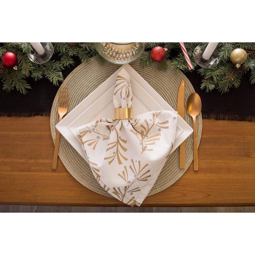  [아마존베스트]DII CAMZ37627 Round Woven PP PLACEMAT Set/4, Champagne Gold 4 Count