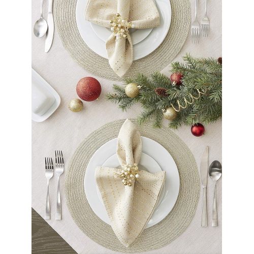  [아마존베스트]DII CAMZ37627 Round Woven PP PLACEMAT Set/4, Champagne Gold 4 Count