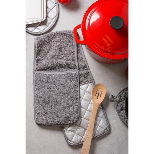  [아마존베스트]DII 100% Cotton Quilted Terry Oven Mitt Set, Double, Gray