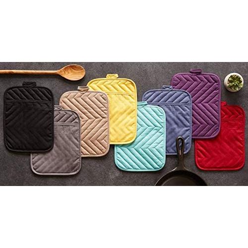  [아마존베스트]DII Potholder Set Cotton Quilted, 7x9, Black 3 Piece