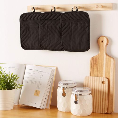  [아마존베스트]DII Potholder Set Cotton Quilted, 7x9, Black 3 Piece