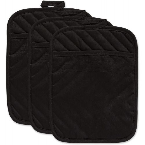  [아마존베스트]DII Potholder Set Cotton Quilted, 7x9, Black 3 Piece