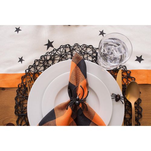  [아마존베스트]DII Woven Paper Round Decorative Placemat or Charger for Holidays, Parties, and Decor (15 Round) Black - Set of 6